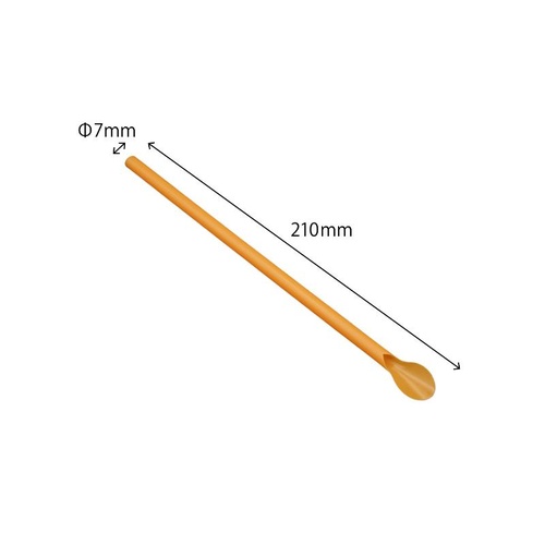 かき氷用品 スプーンストロー φ7×210mm 裸 オレンジ 羽柴化成工業