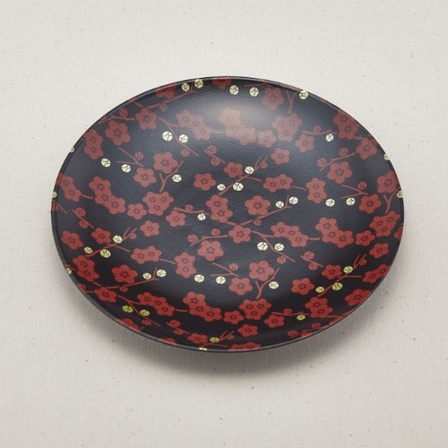 刺身容器 まるひらざら 320 赤梅 青葉紙業