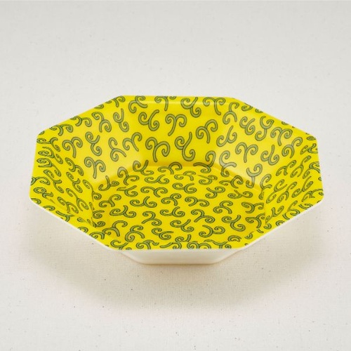 弁当容器 八角皿 中(本体)耐熱黄からくさ 青葉紙業