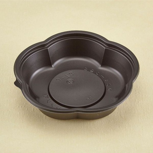 弁当容器 フラワー 120(本体)黒 青葉紙業