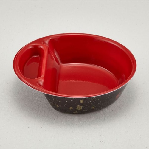 弁当容器 SB-18(本体)耐熱黒まきえ内赤 青葉紙業