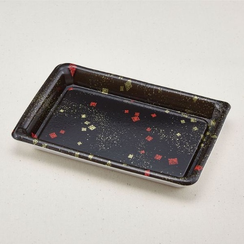 弁当容器 あさ折 8(本体)黒まきえ 青葉紙業