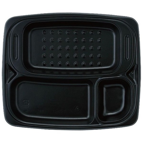 弁当容器 T-25-21 本体黒無地(蓋透明)セット アヅミ産業