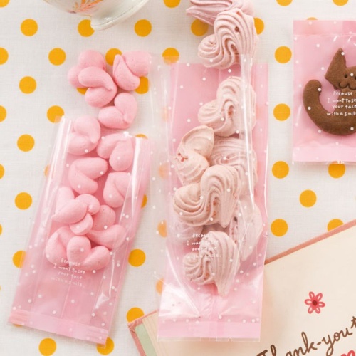 テープ無 OPP袋 ピンクドットスイーツパック クリア-2(100枚) ヘッズ