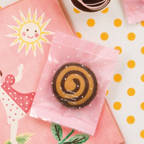 テープ無 OPP袋 ピンクドットスイーツパック クリア-3(100枚) ヘッズ