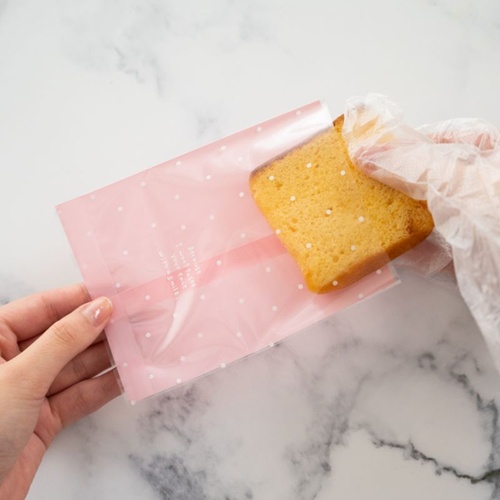 テープ無 OPP袋 ピンクドットスイーツパック クリア-3(100枚) ヘッズ