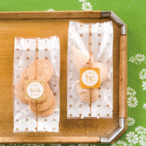 テープ無 OPP袋 和風ドットスイーツパック(茶) クリア-2(100枚) ヘッズ