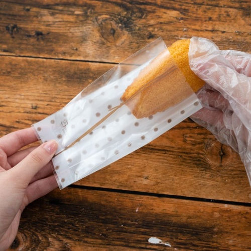 テープ無 OPP袋 和風ドットスイーツパック(茶) クリア-2(100枚) ヘッズ