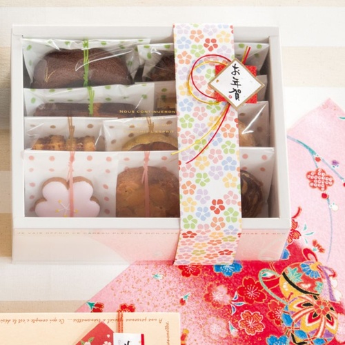 テープ無 OPP袋 和風ドットスイーツパック(茶) クリア-2(100枚) ヘッズ