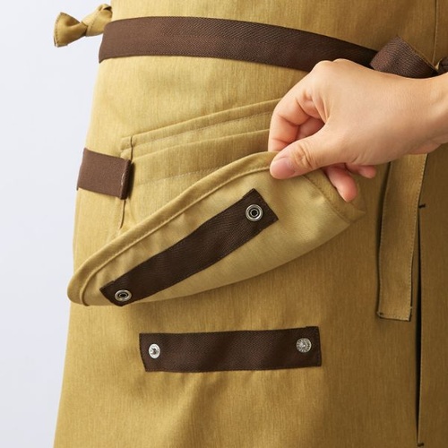 胸当てエプロン OV5005-3_F エプロン 兼用 ベージュ/ブラウン フリーサイズ 住商モンブラン