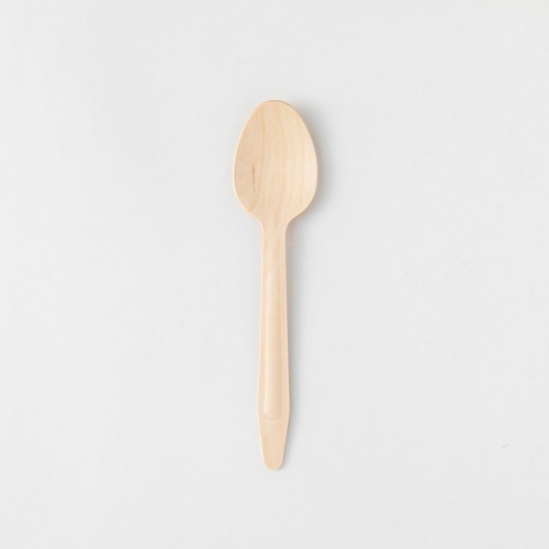 使い捨てスプーン 木製幅広スプーン160 筋付 アサヒグリーン