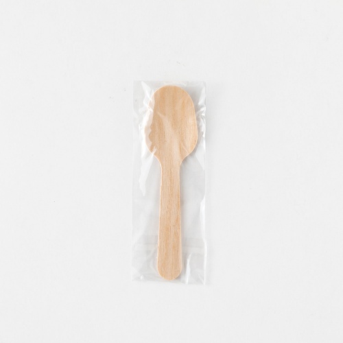 使い捨てスプーン 木製スプーン85 透明単袋 アサヒグリーン