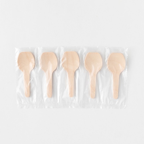 使い捨てスプーン 木製スプーン60 透明5連袋 アサヒグリーン