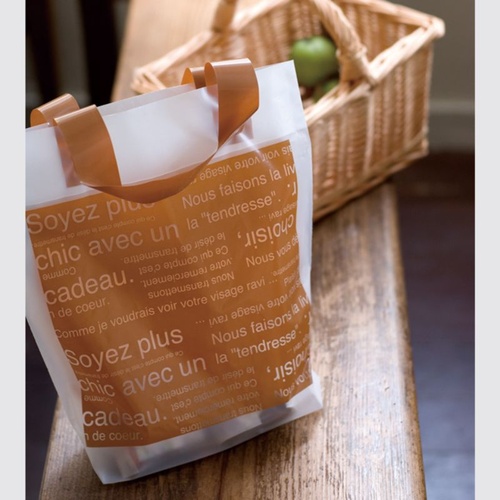 ポリ手提げ カフェオレフロストハンドルバッグ-3(50枚) ヘッズ