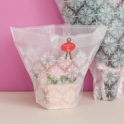 ポリ手提げ クラシックフロストバケツ型バッグ-M(30枚) ヘッズ