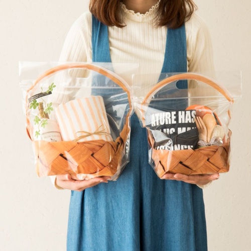 チャック付き袋 フォトプリントジップ付バッグ カゴ-M(30枚) ヘッズ