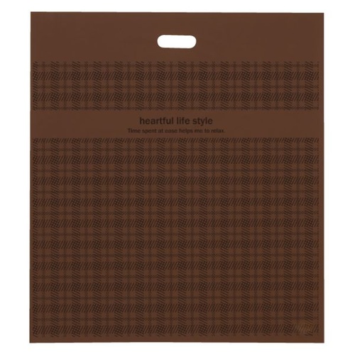 ポリ手提げ ブラウンチェックPEバッグ-3(50枚) ヘッズ