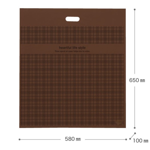 ポリ手提げ ブラウンチェックPEバッグ-3(50枚) ヘッズ