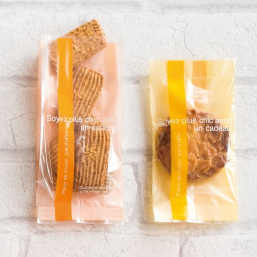 テープ無 OPP袋 ラインスイーツパック(オレンジ) クリア-2(100枚) ヘッズ