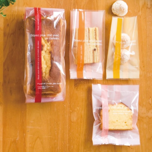 テープ無 OPP袋 ラインスイーツパック(オレンジ) クリア-2(100枚) ヘッズ