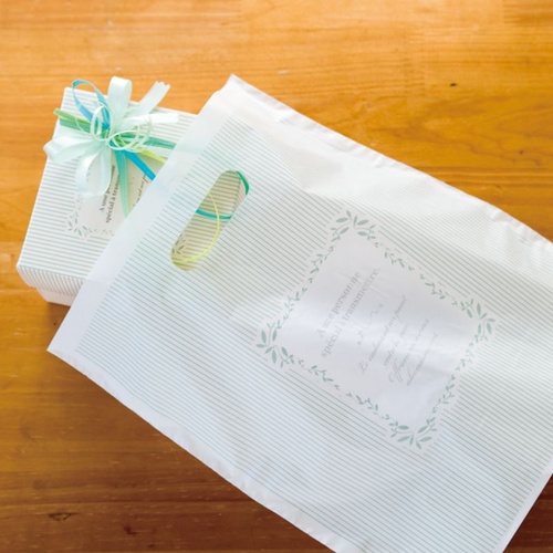 ポリ手提げ ミントストライプPEバッグ-4(100枚) ヘッズ