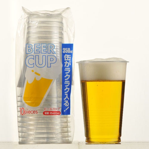 【廃番商品】プラコップ WB PETビールカップ420ml 10個入 アートナップ