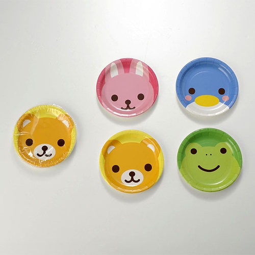 紙皿 どうぶつペーパープレート(4柄アソート)5枚入 アートナップ