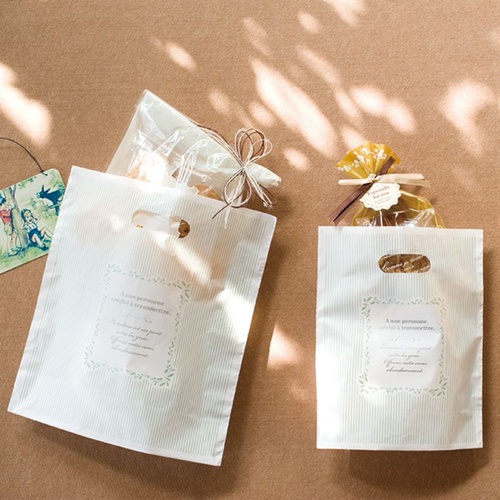 ポリ手提げ ミントストライプPEバッグ-6(100枚) ヘッズ