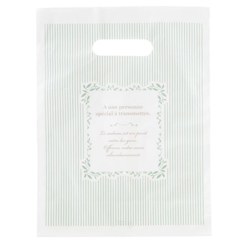 ポリ手提げ ミントストライプPEバッグ-5(100枚) ヘッズ