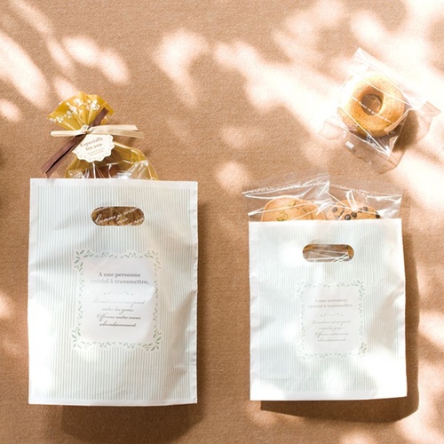 ポリ手提げ ミントストライプPEバッグ-5(100枚) ヘッズ