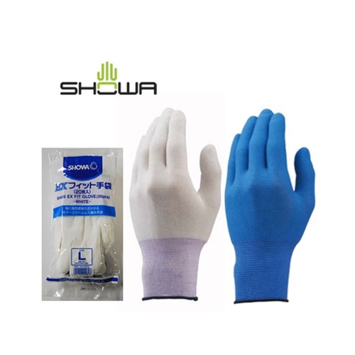 インナー手袋 B0620 EXフィット手袋 20枚入 L・ブルー ショーワグローブ