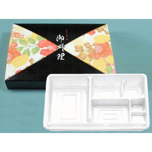 仕出し弁当容器 80-55黒椿ワンピース・中仕切80-55白セット 北原産業