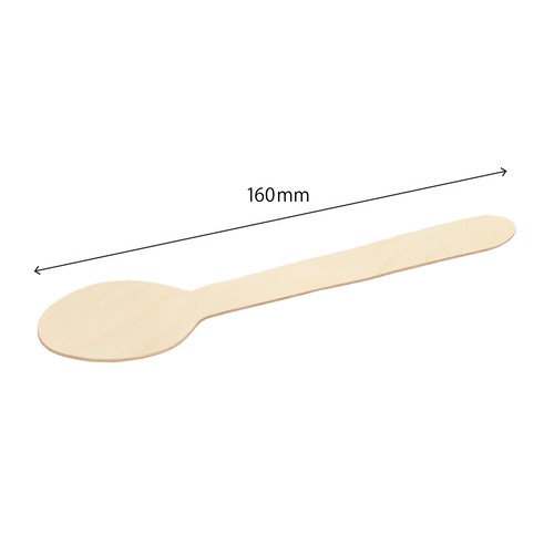 使い捨てスプーン 木製 スプーン 160mm 裸 100本入