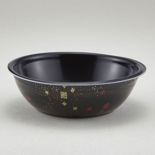 どんぶり容器 SD-180(本体)耐熱黒まきえ内黒 青葉紙業