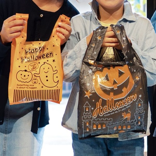 レジ袋 ブラックハロウィンレジバッグ-M(100枚) ヘッズ