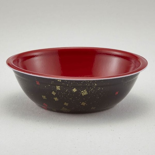 どんぶり容器 SD-170(本体)耐熱黒まきえ内赤 青葉紙業