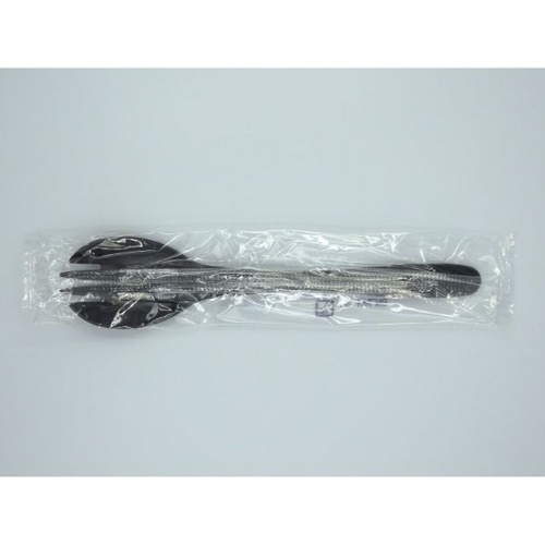 使い捨てカトラリー フォークスプーン160 ブラック 個包装 ホウケン産業