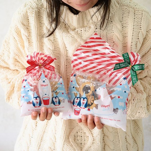 テープ無 OPP袋 クリスマススノーベア OPPギフトバッグ-3(50枚) ヘッズ