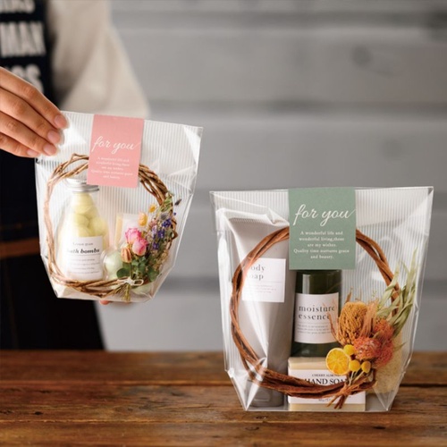 スタンド袋 フォトプリントOPPスタンドバッグ リースフラワー-3(50枚) ヘッズ