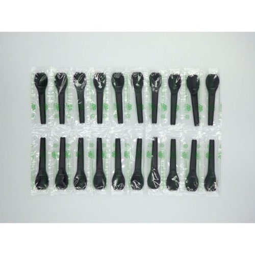 使い捨てカトラリー バイオプラアイススプーン85 10連 BK ホウケン産業