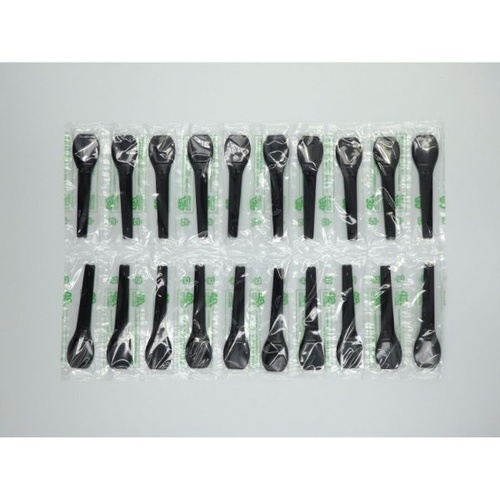 使い捨てカトラリー バイオプラアイススプーン85 10連 BK ホウケン産業