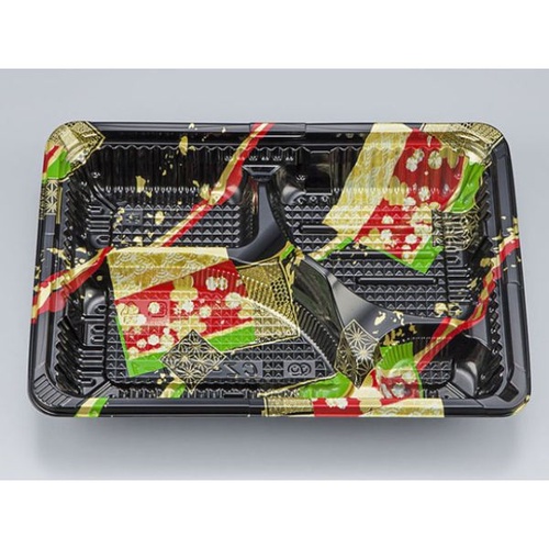 シーピー化成 弁当容器 CZ-221-1 彩帯黒 本体(N)