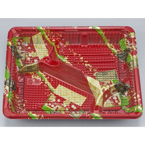 シーピー化成 弁当容器 CZ-222 彩帯赤 本体(N)