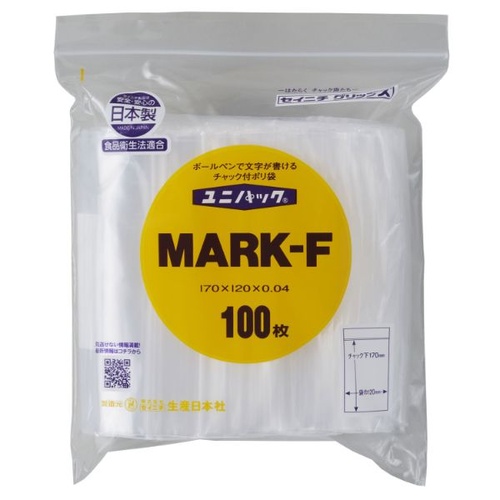 チャック付き袋 ユニパック チャック付ポリエチレン袋MARK-F(N) 生産日本社