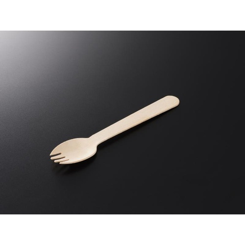 使い捨てカトラリー 木製フォーク付スプーン 140 単袋入 透明 中央化学