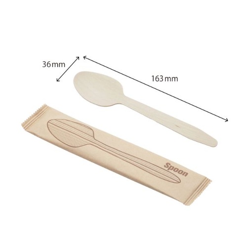 使い捨てスプーン ウッドスプーン165 単袋入 ケーピープラテック