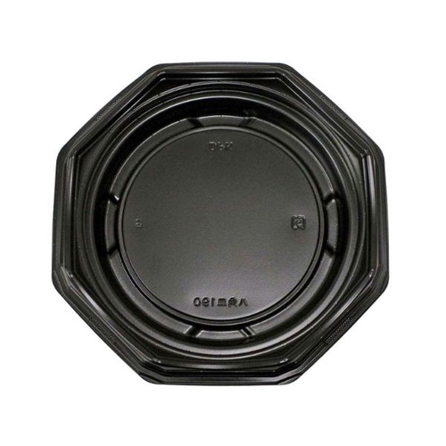 軽食容器 八角皿190本体 黒 デンカポリマー