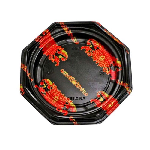 軽食容器 八角皿190本体 蓮黒 デンカポリマー