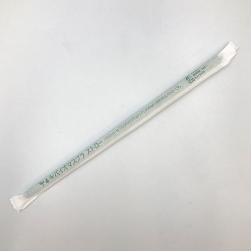 ドリンク資材 バイオマス25％配合ストレートストロー6×210緑印アリ紙包装 羽柴化成工業