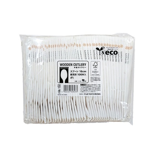 使い捨てスプーン 紙完封木製スプーン16cm 100本入 やなぎプロダクツ